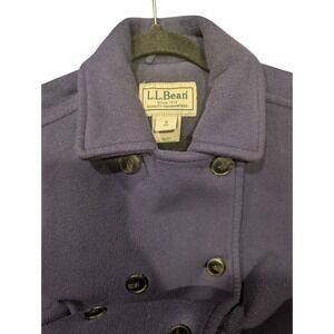 L.L. Bean Womens Plum Fleece Double Breasted‎ Pea Coat Jacket Small 0312